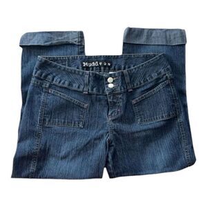 Mudd Women Capri Jeans Mid Rise Size 11 Juniors Blue Cotton Stretch Denim